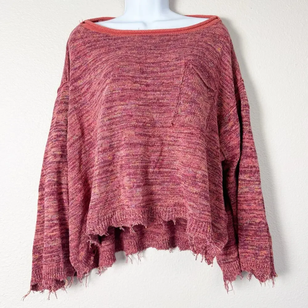 free people | prism pullover chunky boho women's fringe sweater sz M